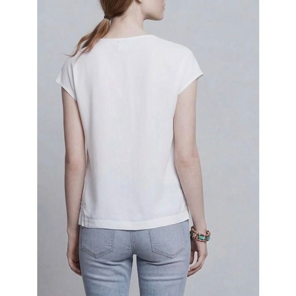 Anthropologie Moulinette Soeurs Womens S Calla Lily Rhinestone Pleated White Sho - Picture 2 of 10